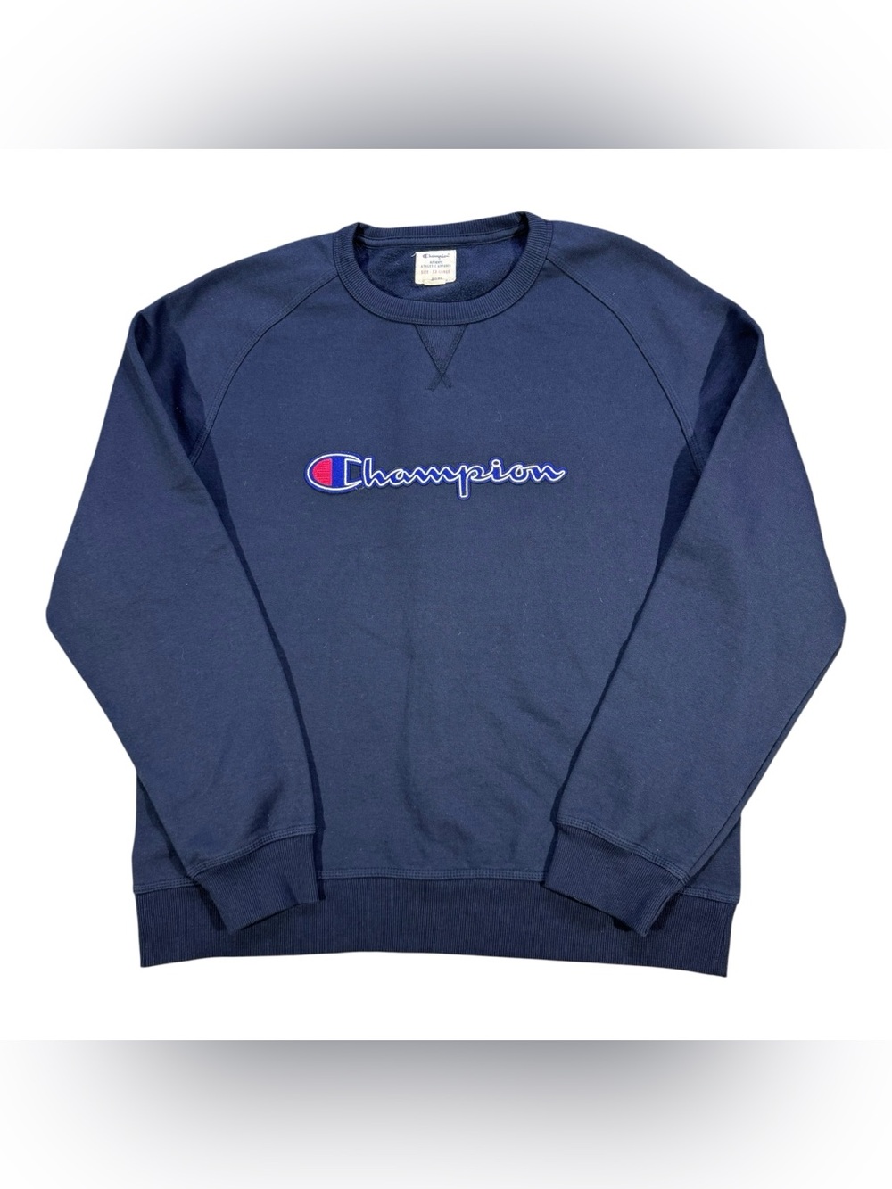 Champion Embroidered Spellout Script Crewneck Sweatshirt Navy Blue XXLarge NWOT